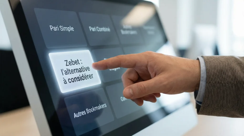 Main pointant vers une option parmi plusieurs choix sur un écran tactile