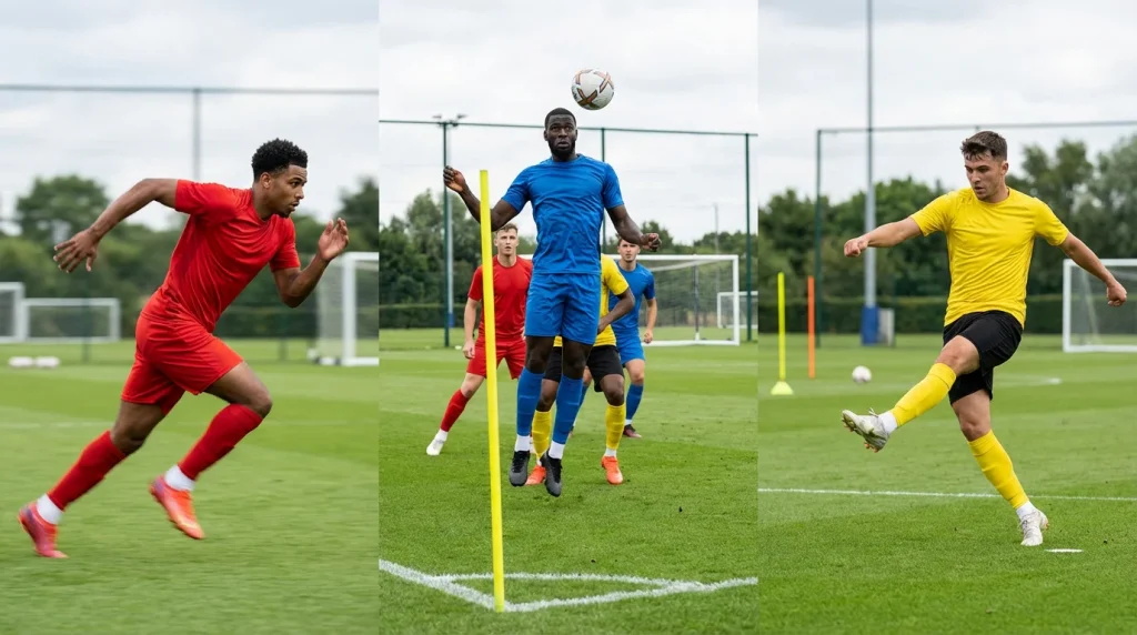 Différents profils de joueurs de football sur le terrain incluant ailier rapide défenseur et milieu offensif